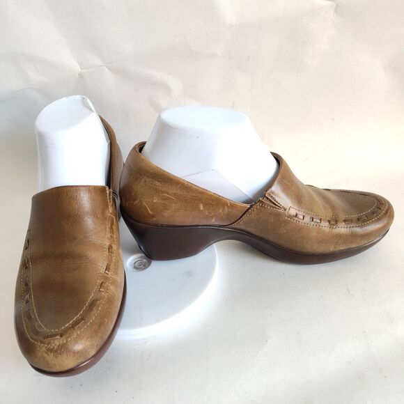 Ariat Aristotle Camel Tan Leather Slip On Western Clogs Stitching Women's Size 7 - Picture 4 of 10